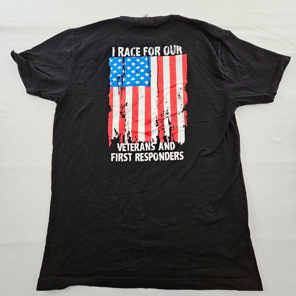 Soldier Rush Race Veterans First Responders Black Short Sleeve T-Shirt Men's L